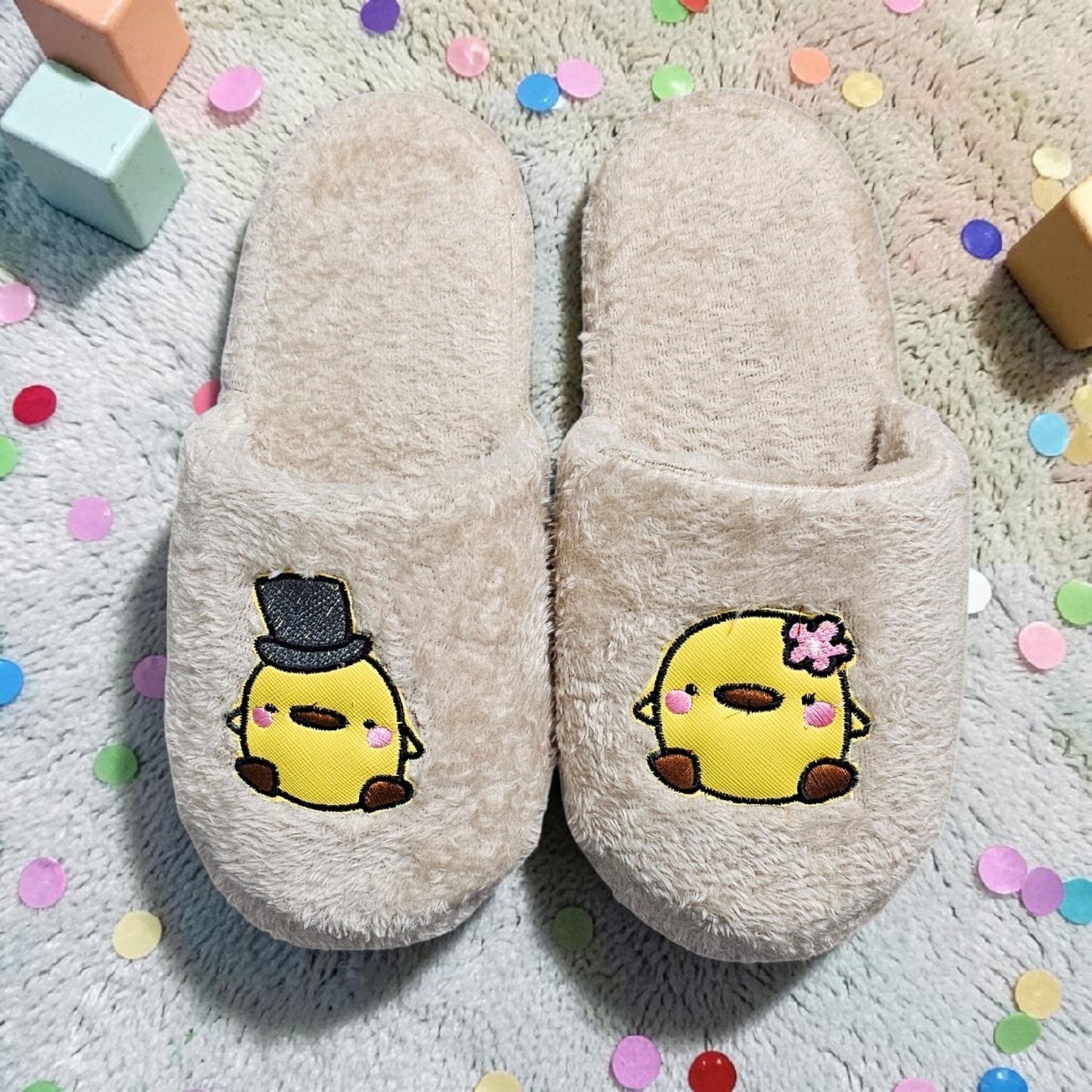 Pantuflas de Peluche Pareja de Pollos