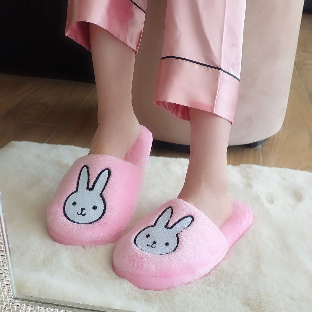Pantuflas del Hogar Lymalimoon Conejo Peluche Rosa y Negro