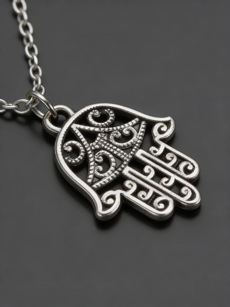 Collar Plateado - Mano Hamsa