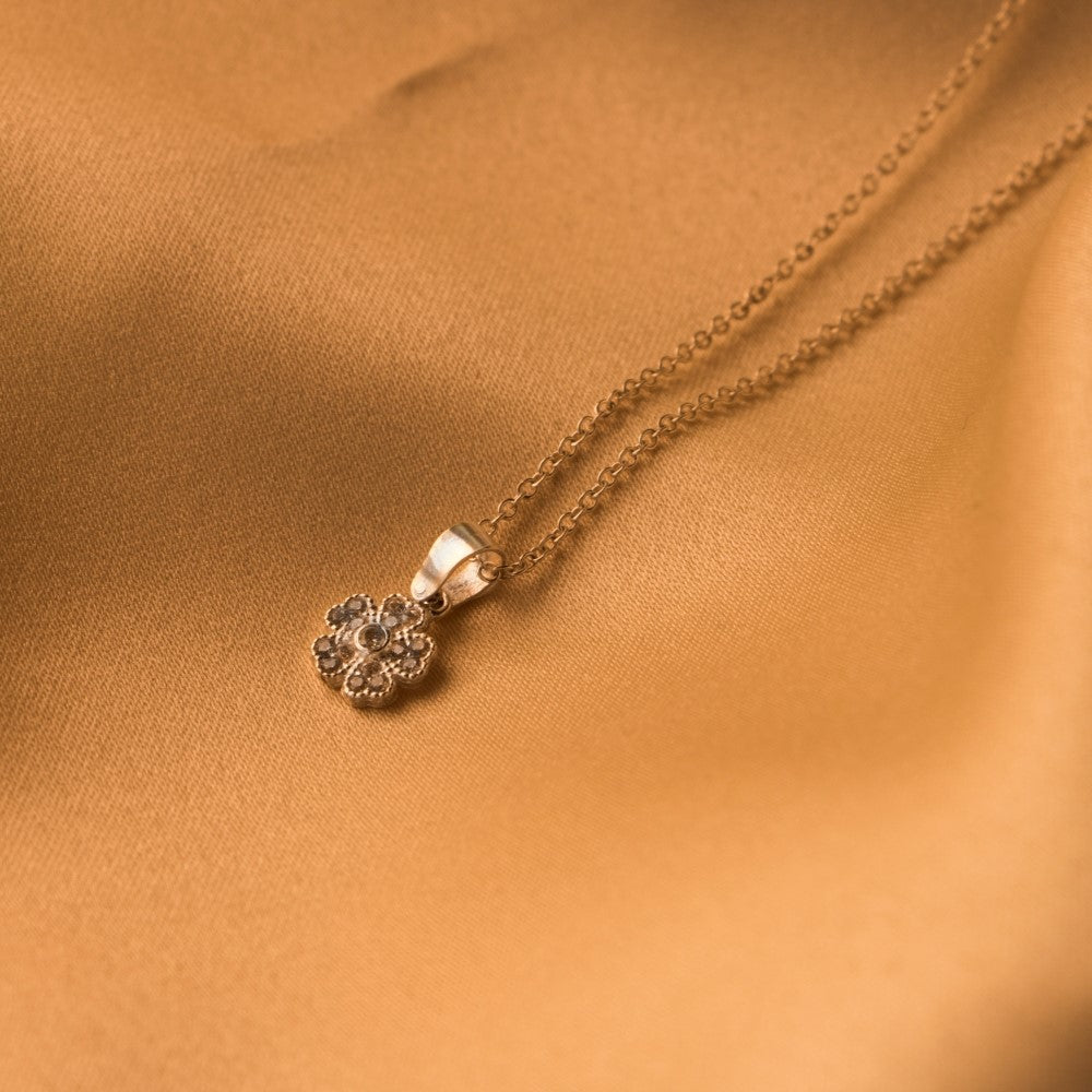 Collar Plata 925 Flor Hibisco