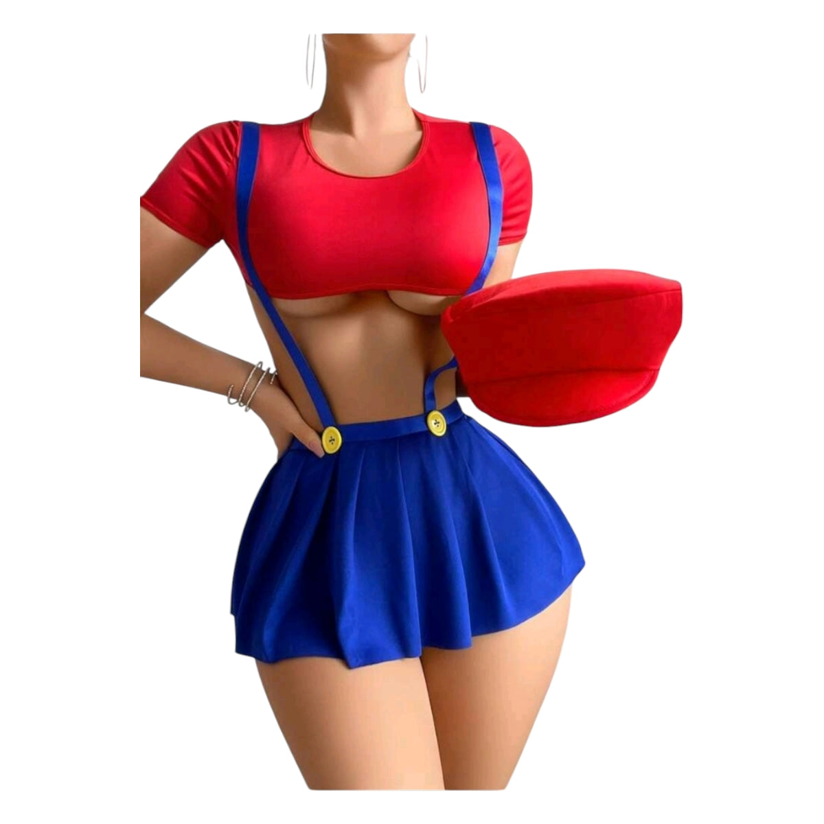 Disfraz Rojo y Azul Para Dama Mario Mujer Adulta