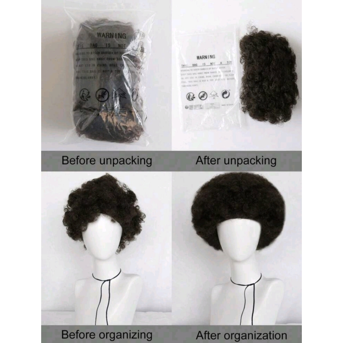 Peluca Cafe Oscuro Afro Para Disfraz y Fiestas