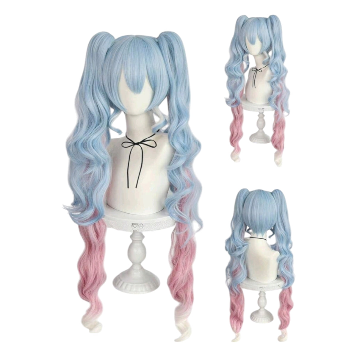 Peluca Coletas Azul y Rosa Hatsune Miku Snow 2023