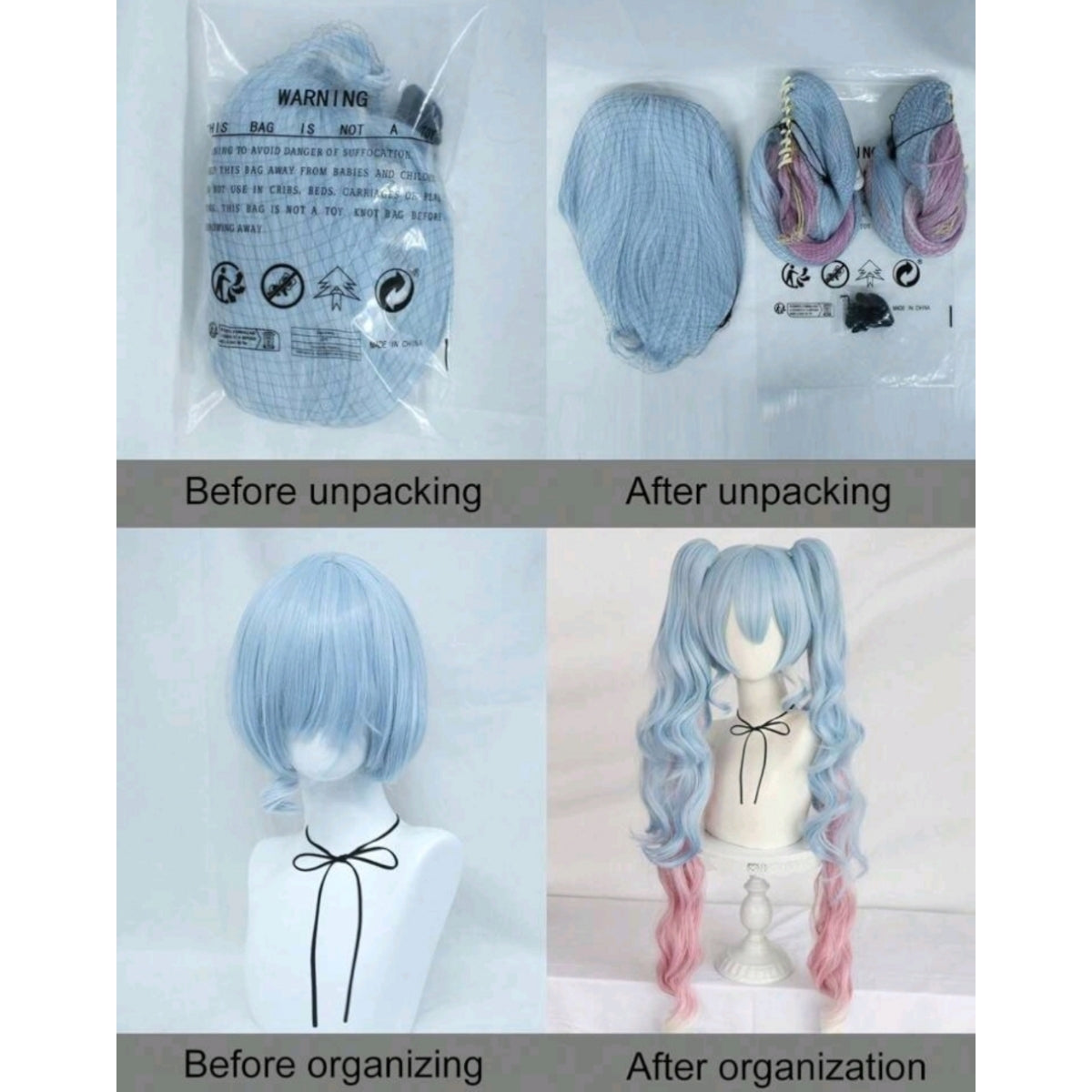 Peluca Coletas Azul y Rosa Hatsune Miku Snow 2023