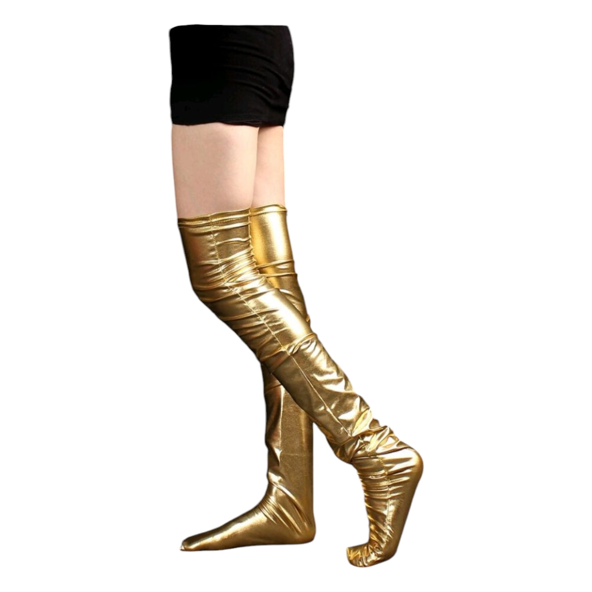 Calcetas Largas Brillantes Arriba de la Rodilla Sintetico