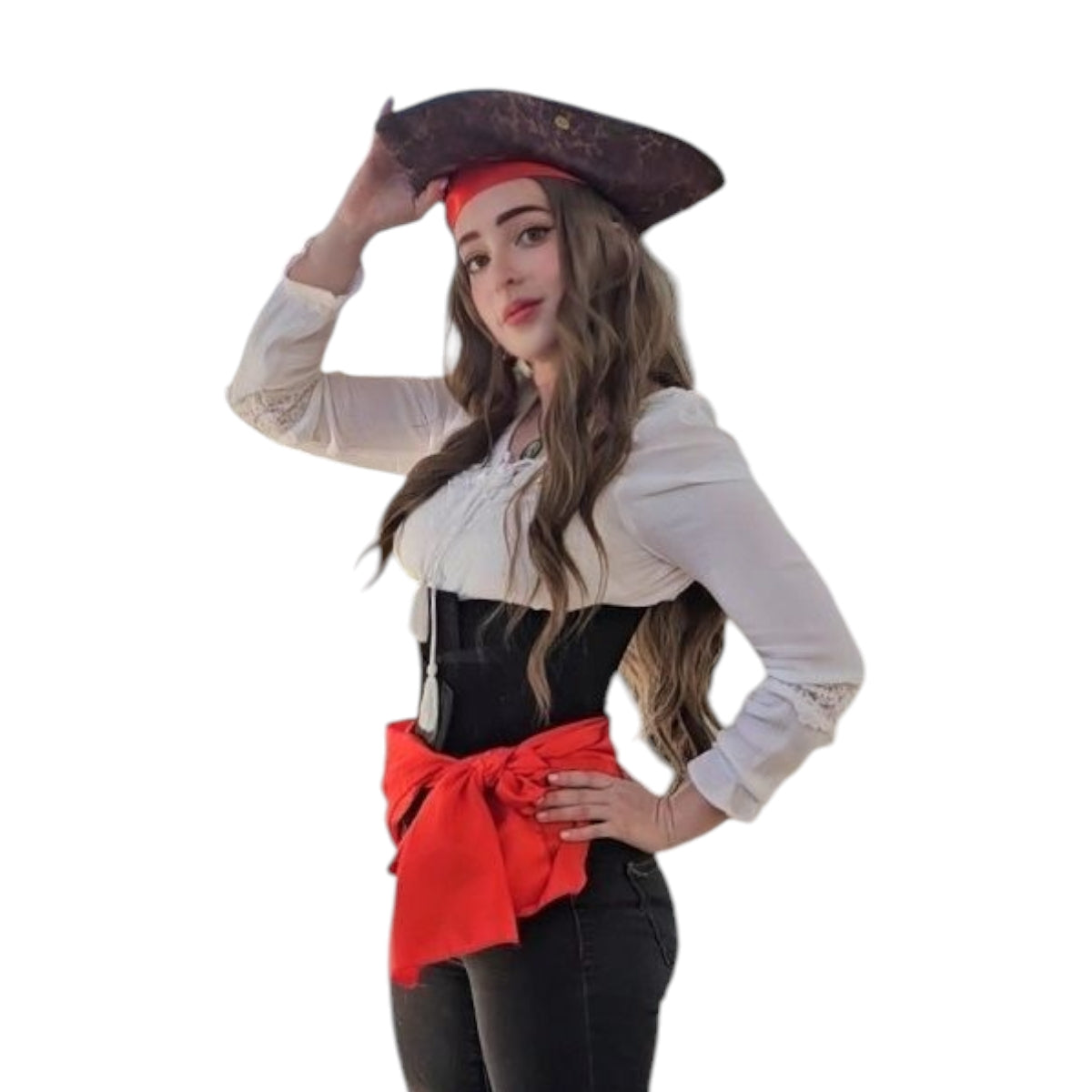 Kit Accesorios Complementarios Disfraz de Pirata Sombrero y Corset
