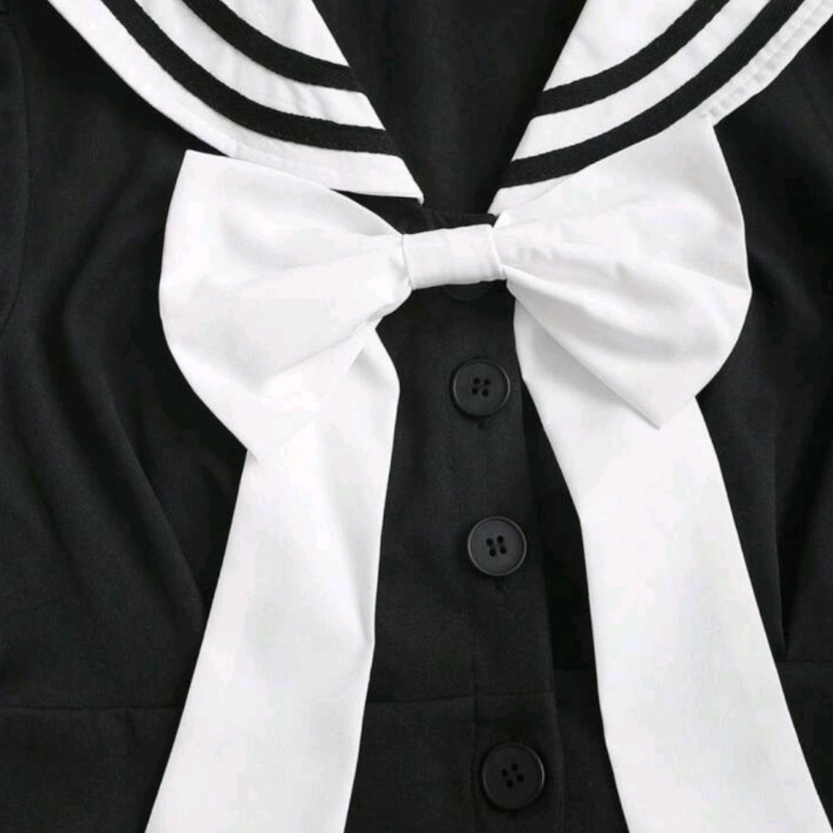 Vestido Negro Cuello Marinero Moda Asiatica Kawaii Girl