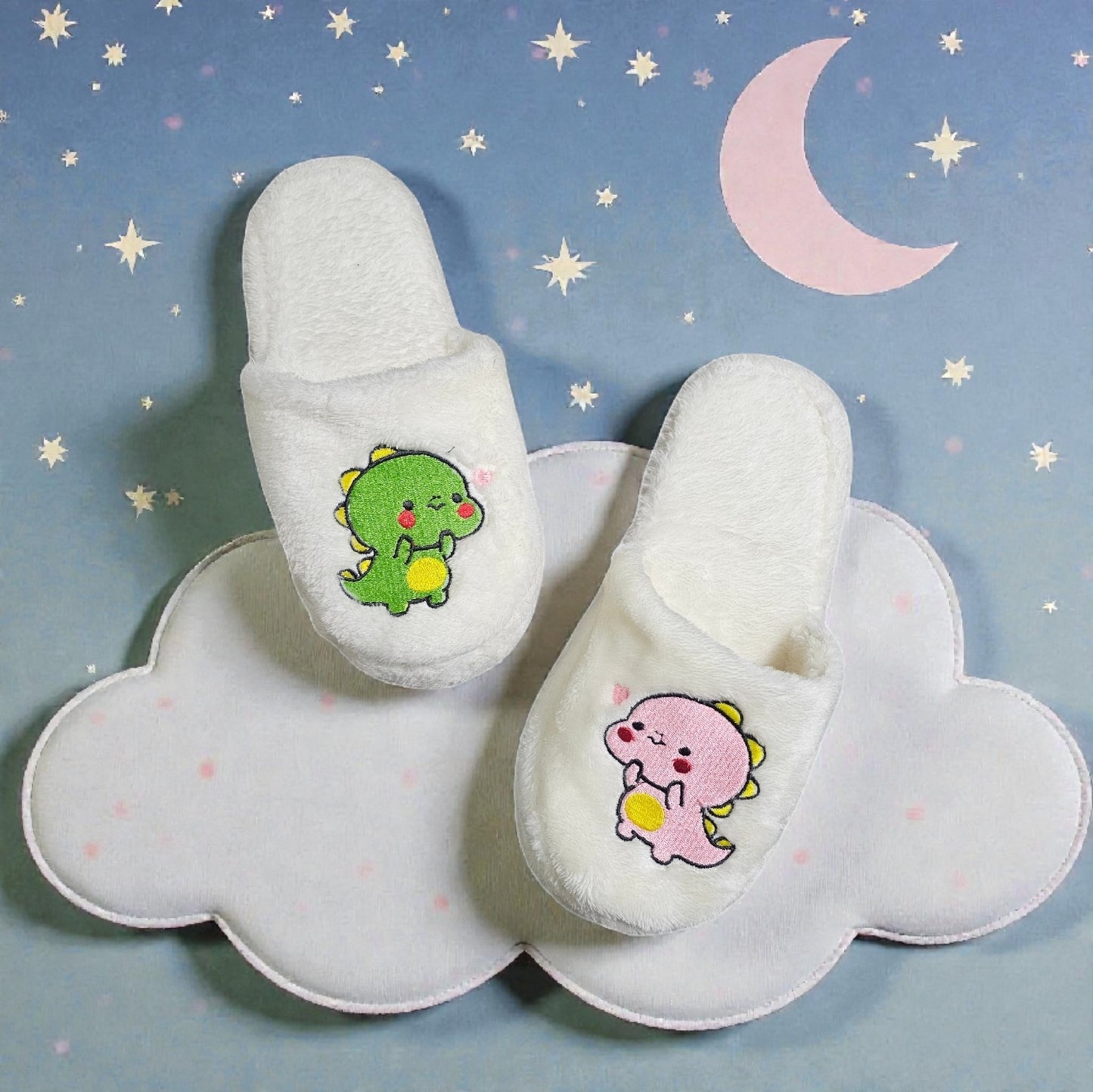 Pantuflas del Hogar Lymalimoon Dinosaurios Peluche Beige y Rosa