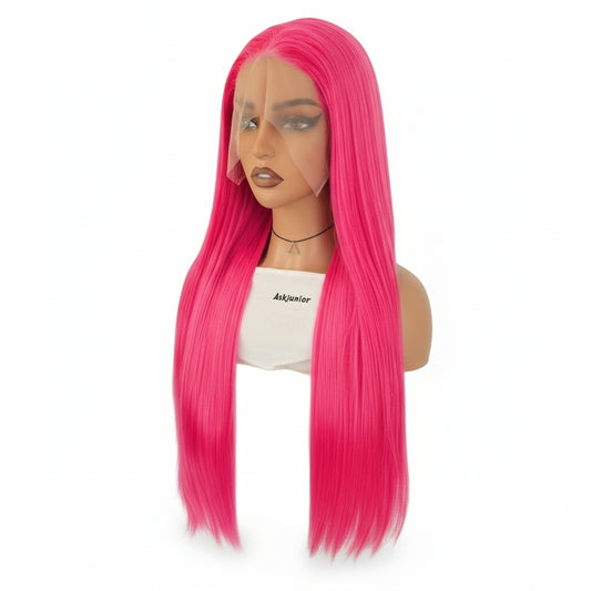 Peluca Rosa Saturado Lace Front Lisa Larga (Neon)