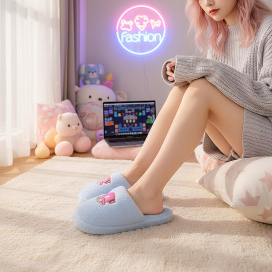 Pantuflas de Peluche Azules Tematica One Piece