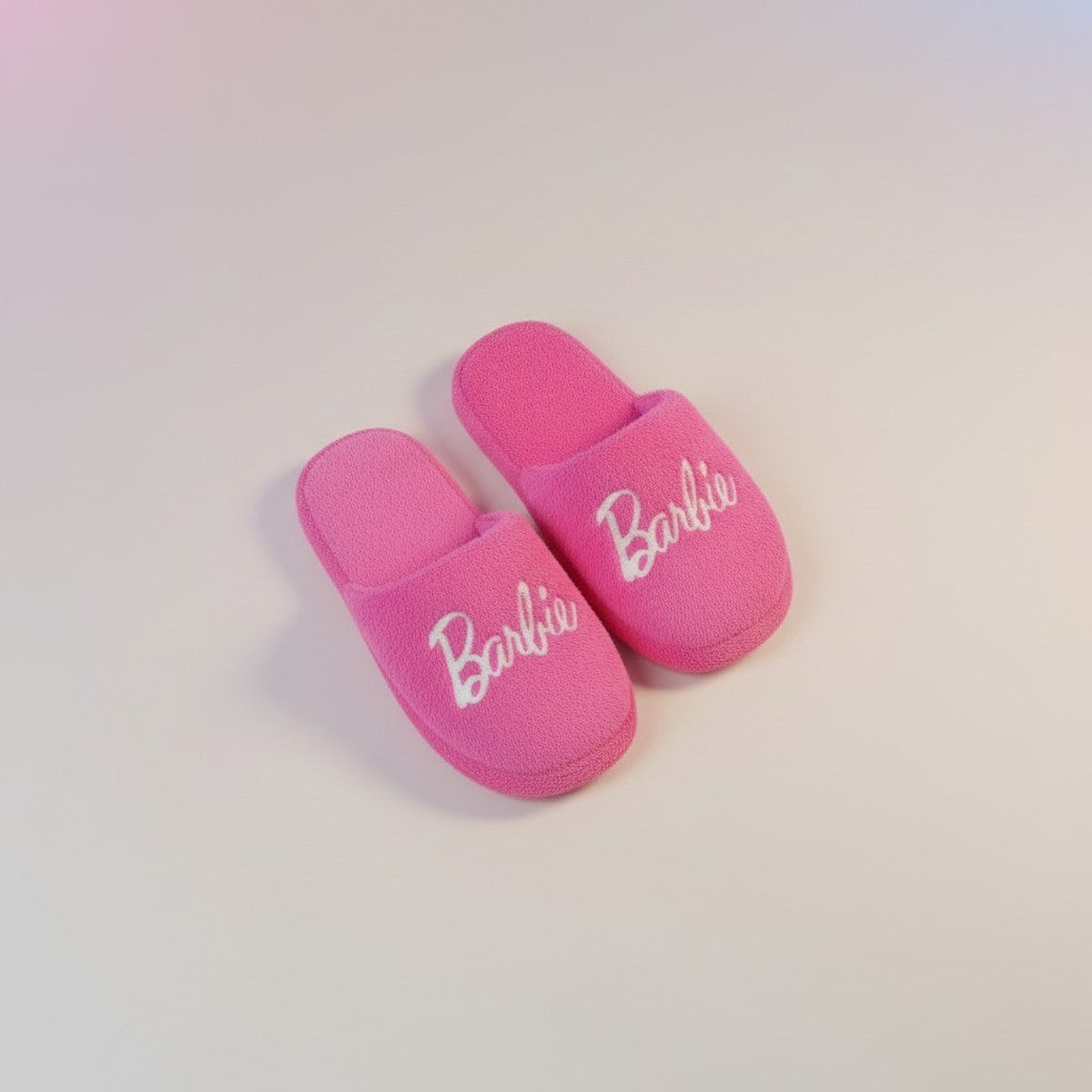 Pantuflas de Barbie Color Rosa de Peluche Slippers de Descanso