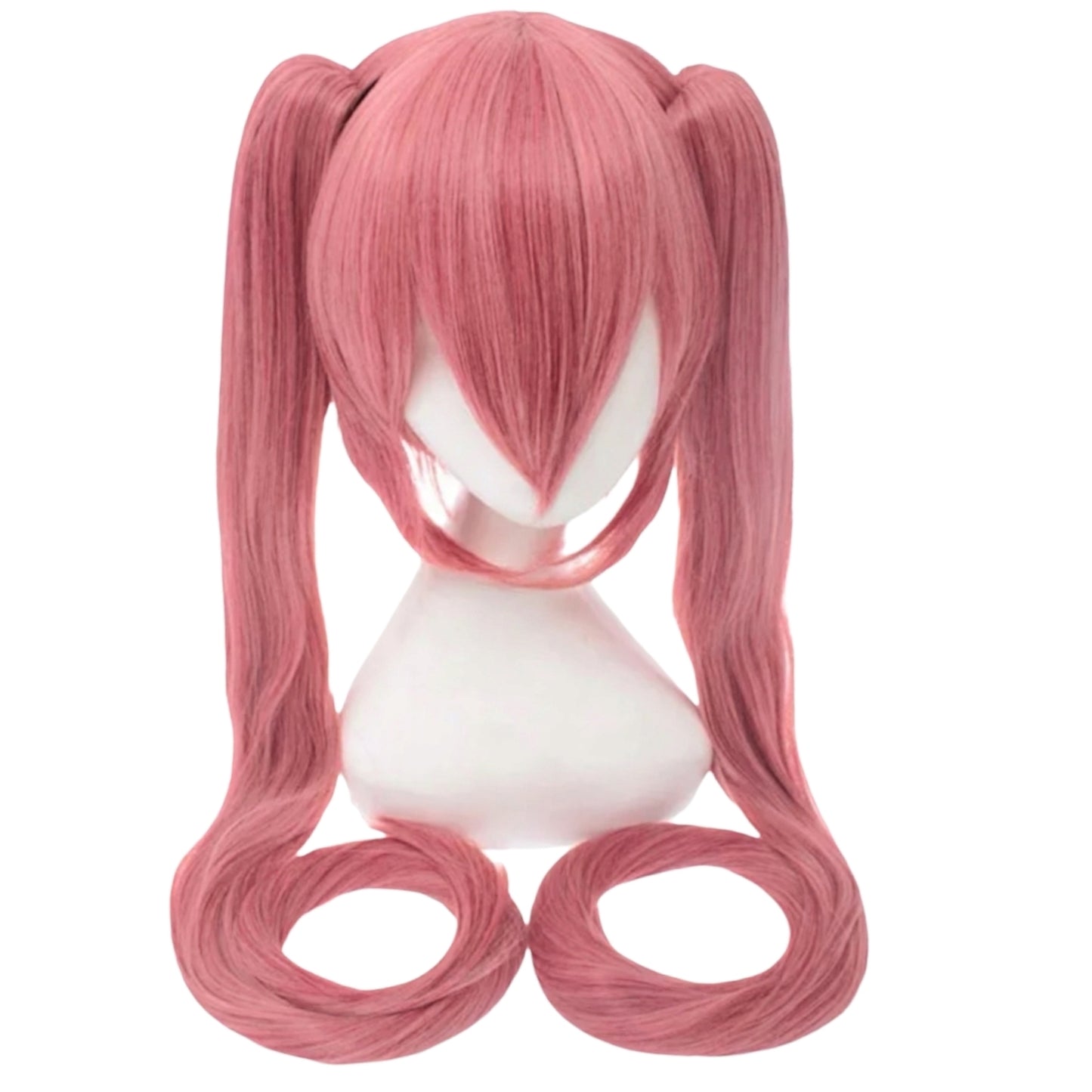 Peluca Rosa Oscuro Rojizo Coletas de Clip Larga Cosplay
