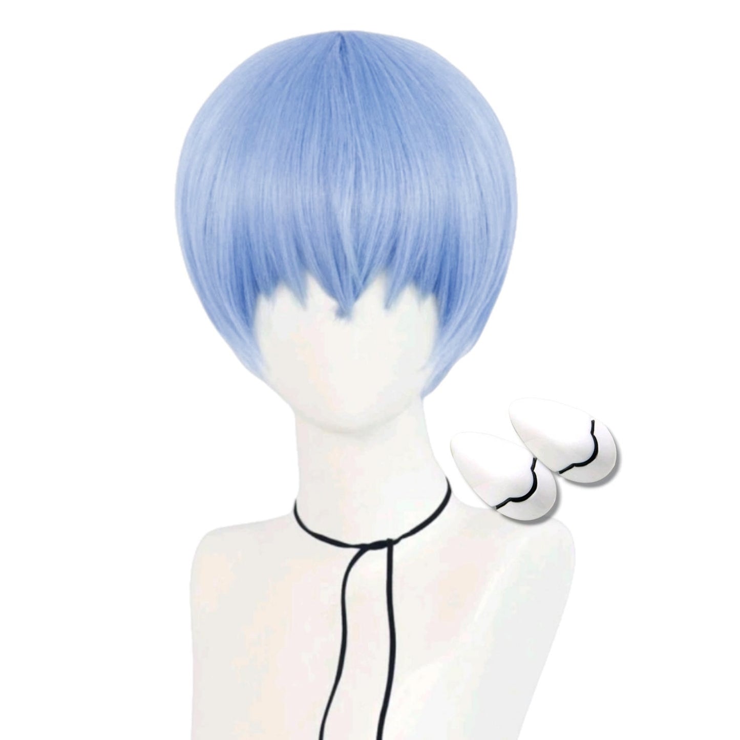 Peluca Azul Claro Rei Ayanami Evangelion Cosplay