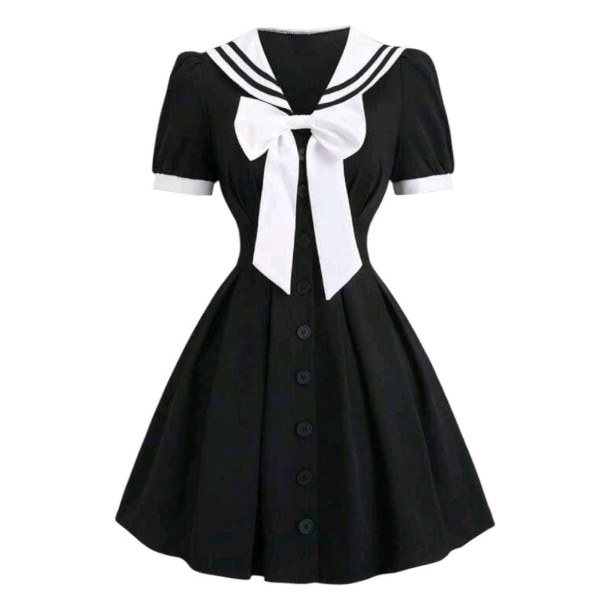 Vestido Negro Cuello Marinero Moda Asiatica Kawaii Girl