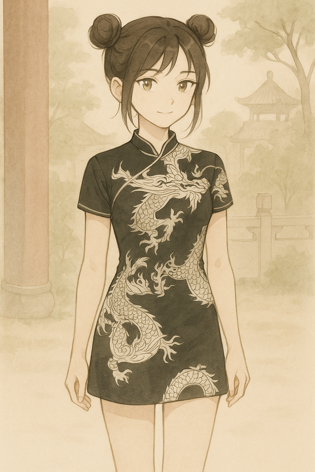 Vestido Estilo Chino Qipao Tradicional Corto Moda Asiatica