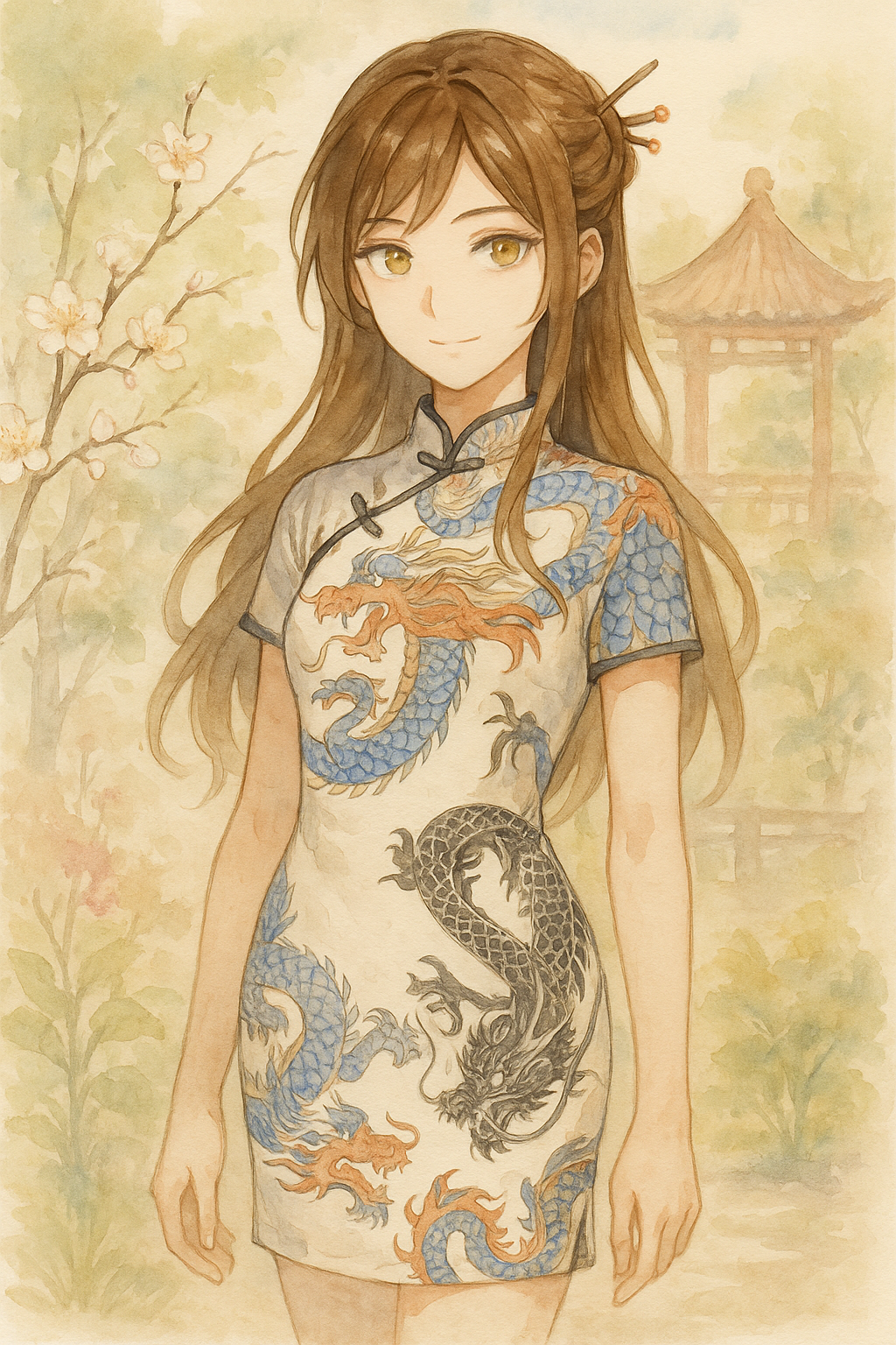 Vestido Estilo Chino Qipao Tradicional Corto Moda Asiatica