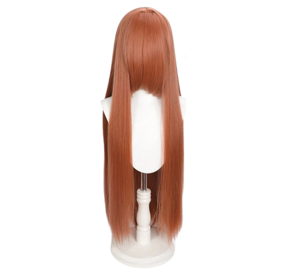 Peluca Naranja Coral Oscuro Larga Lisa con Fleco L.40