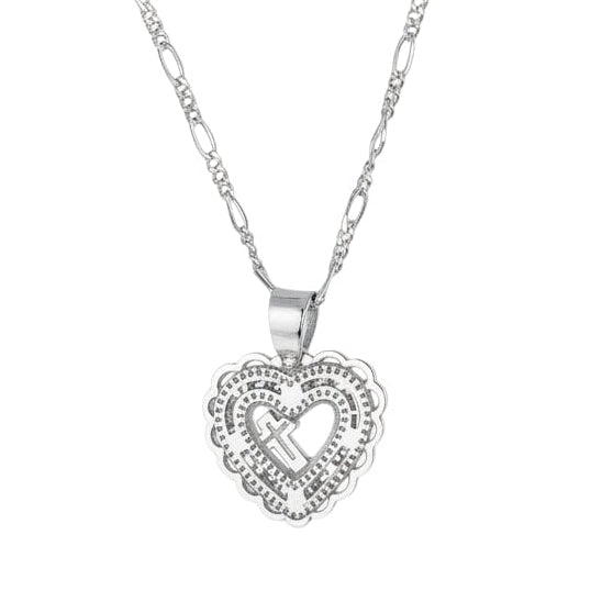 Collar Plata 925 con Forma de Corazon y Encajes