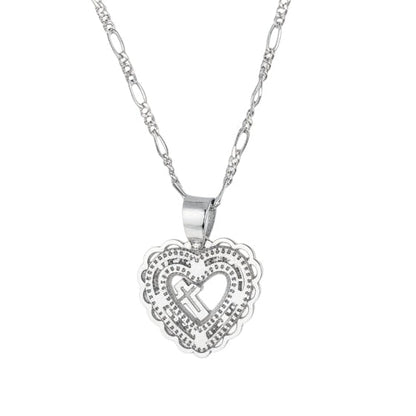 Collar Plata 925 con Forma de Corazon y Encajes