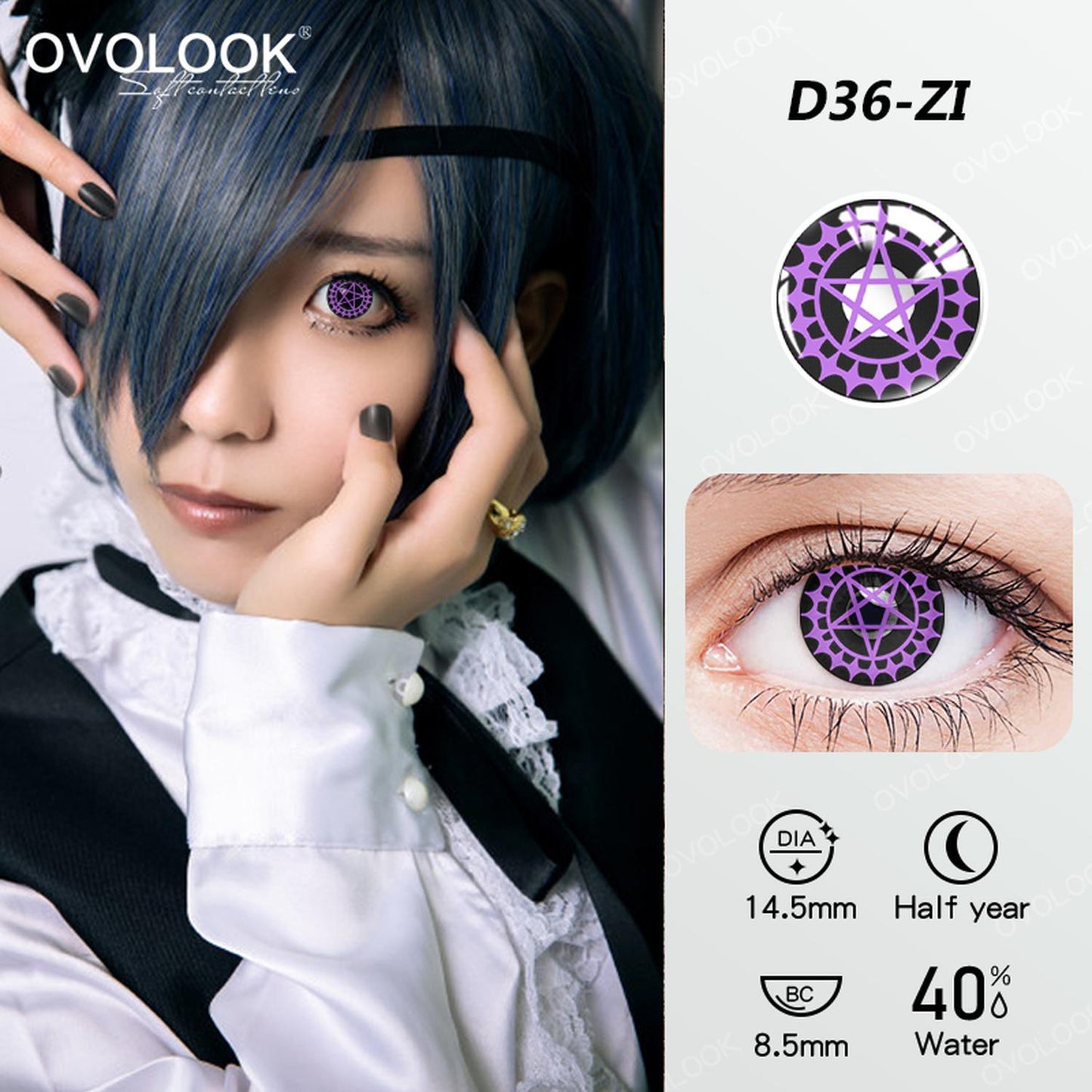 Lentes de Contacto Morado Estrella Pupilente Ciel Phantomhive