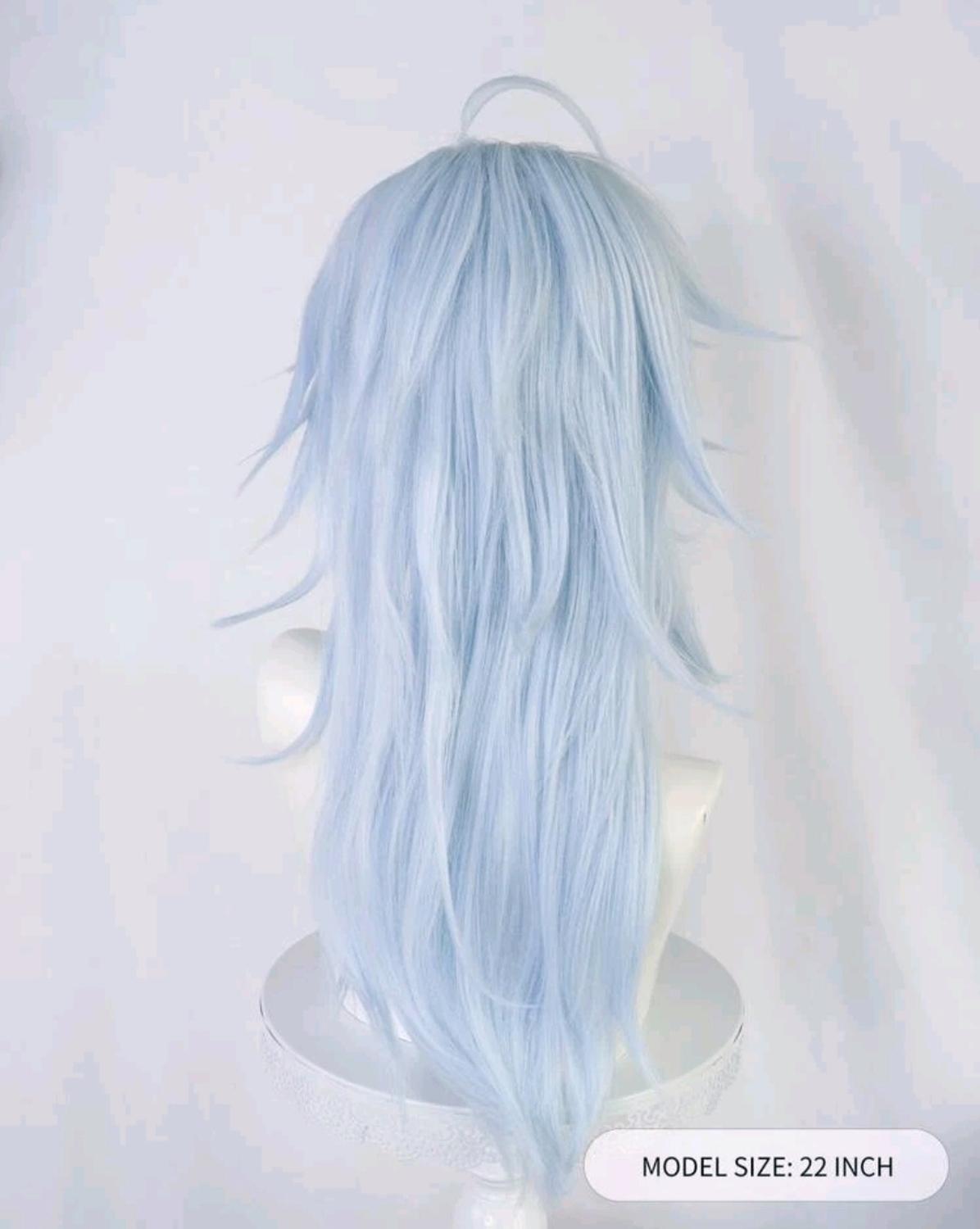 Peluca Azul Cielo Larga Estilizada para Cosplay