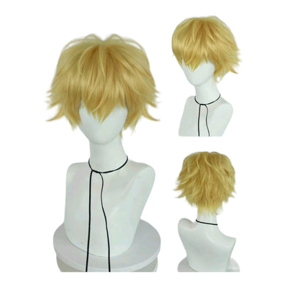 Peluca Rubio Dorado Corta Estilizada para Cosplay