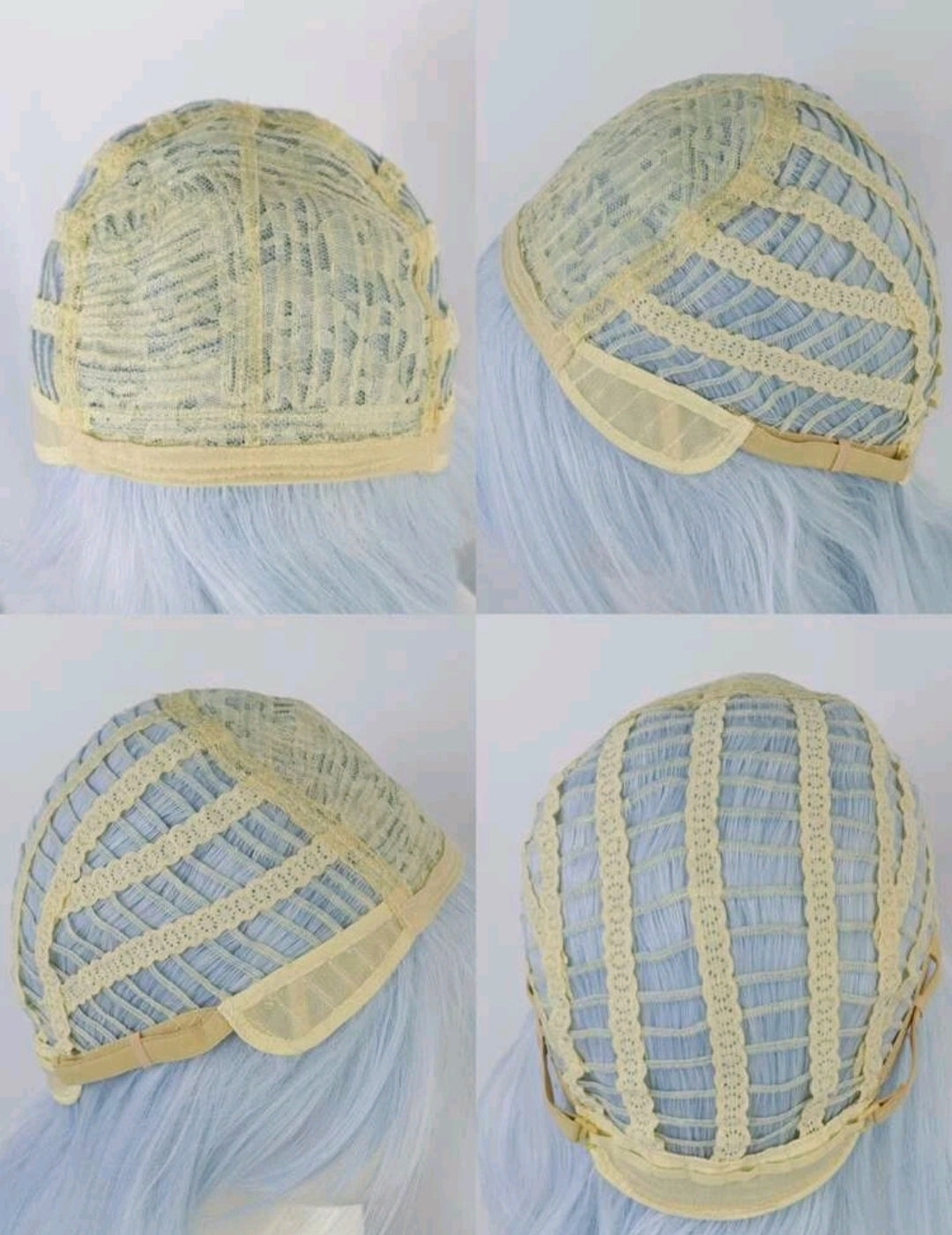 Peluca Azul Claro Ondulada Larga sin Fleco Disfraz