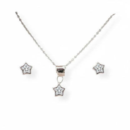 Juego de Joyeria con Forma de Estrellas Plata 925 Collar y Aretes