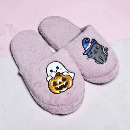 Pantuflas Tematica de Halloween Fantasma y Gato