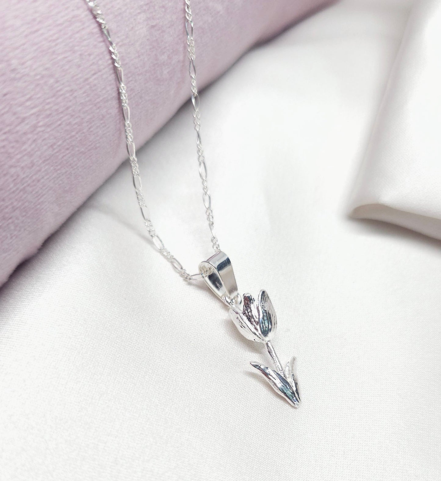 Collar Plata 925 Flor Grande Tulipan