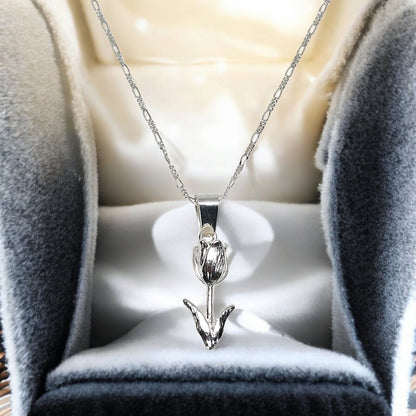 Collar Plata 925 Flor Grande Tulipan