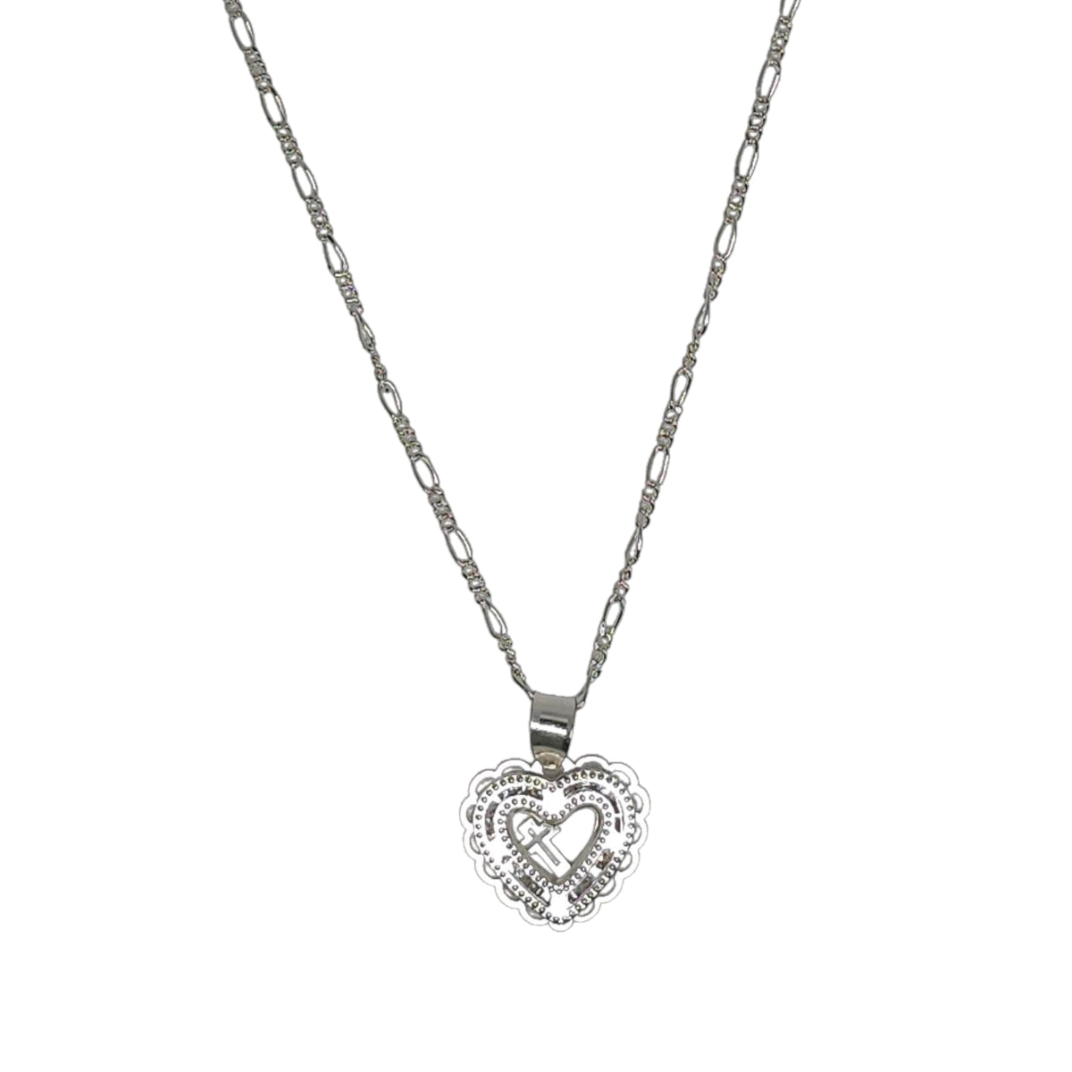 Collar Plata 925 con Forma de Corazon y Encajes