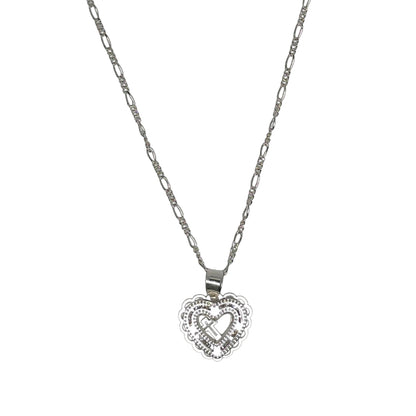 Collar Plata 925 con Forma de Corazon y Encajes