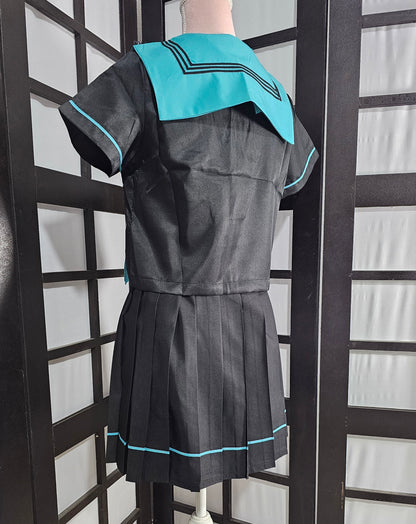 Uniforme Moda Japonesa Negro y Azul Turquesa