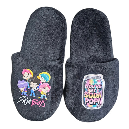 Pantuflas del Hogar Lymalimoon KPop Cazadoras Peluche Negro