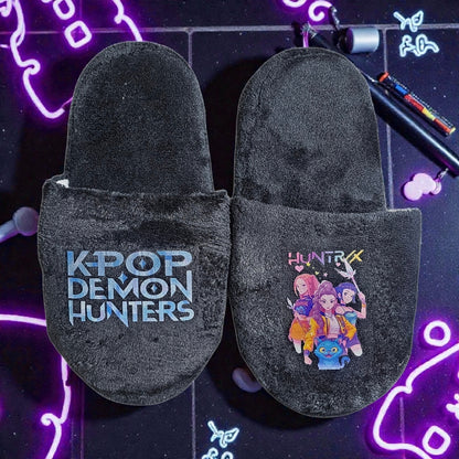 Pantuflas del Hogar Lymalimoon KPop Cazadoras Peluche Negro