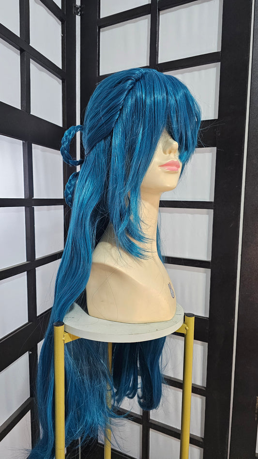 Peluca Multitono Verde y Azul Larga Lisa Himari Azuma Cosplay