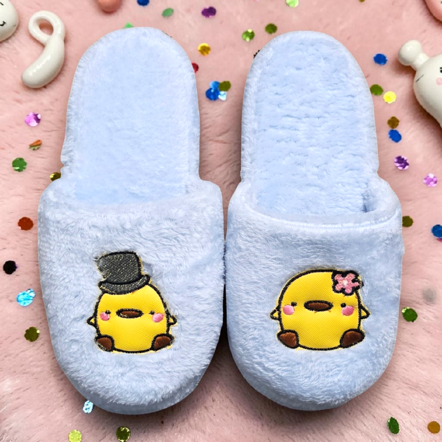Pantuflas de Peluche Pareja de Pollos