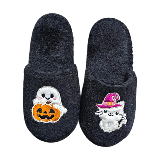 Pantuflas Tematica de Halloween Fantasma y Gato