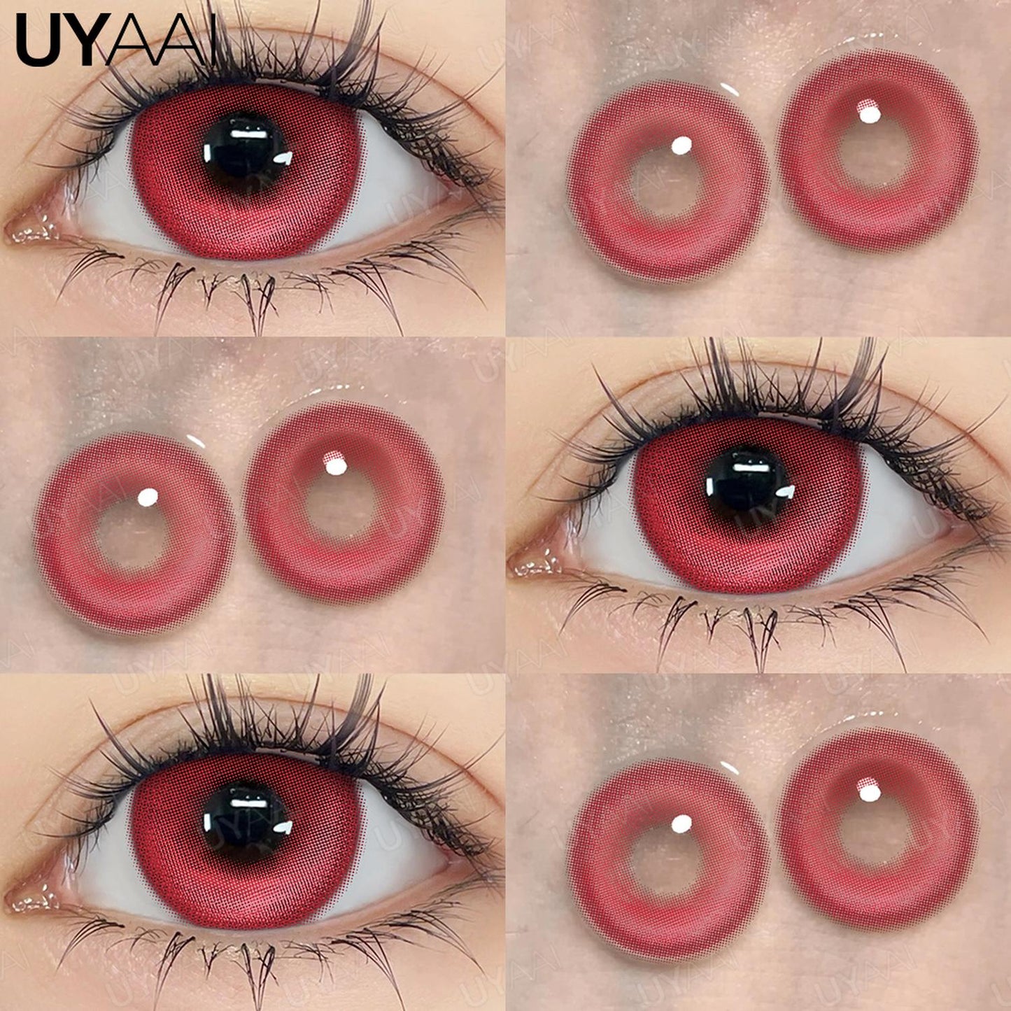 Lentes de Contacto Rojo Intenso Pupilentes para Cosplay