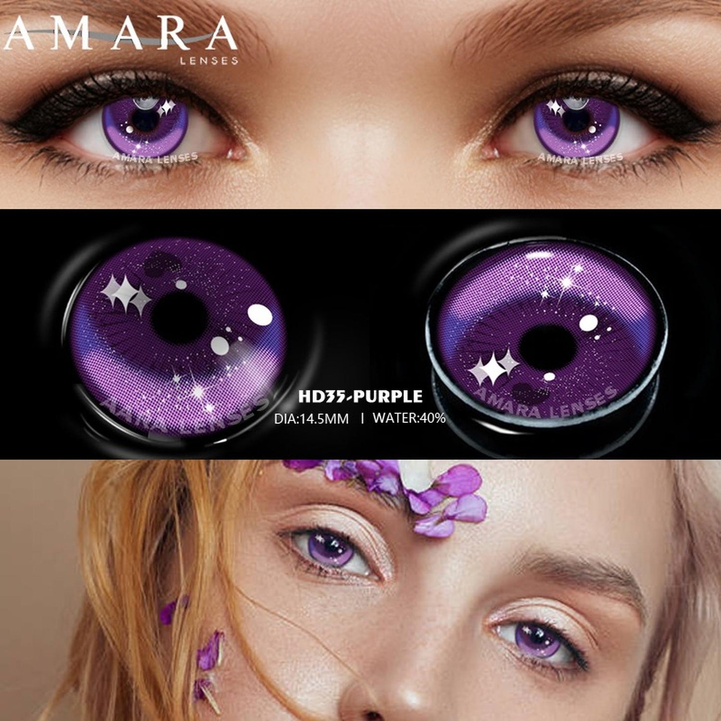 Lentes De Contacto Morado Brilloso Purple Eyes Cosplay