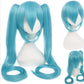 Peluca Azul Aqua Coletas de Clip Larga Cosplay