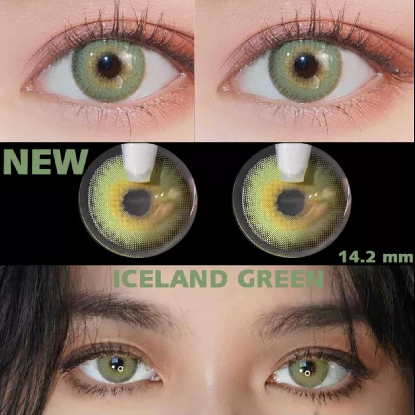 Lentes De Contacto Hazel Verde Y Amarillo Iceland Green