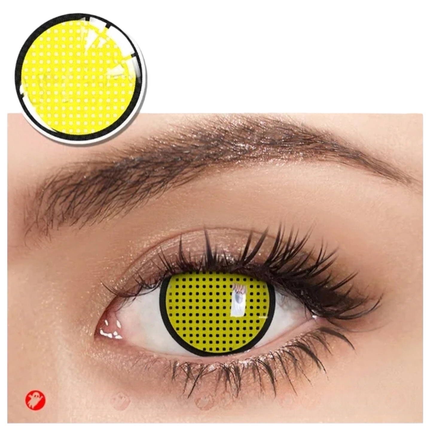 Lentes de Contacto Amarillo de Malla Para Cosplay y Disfraz