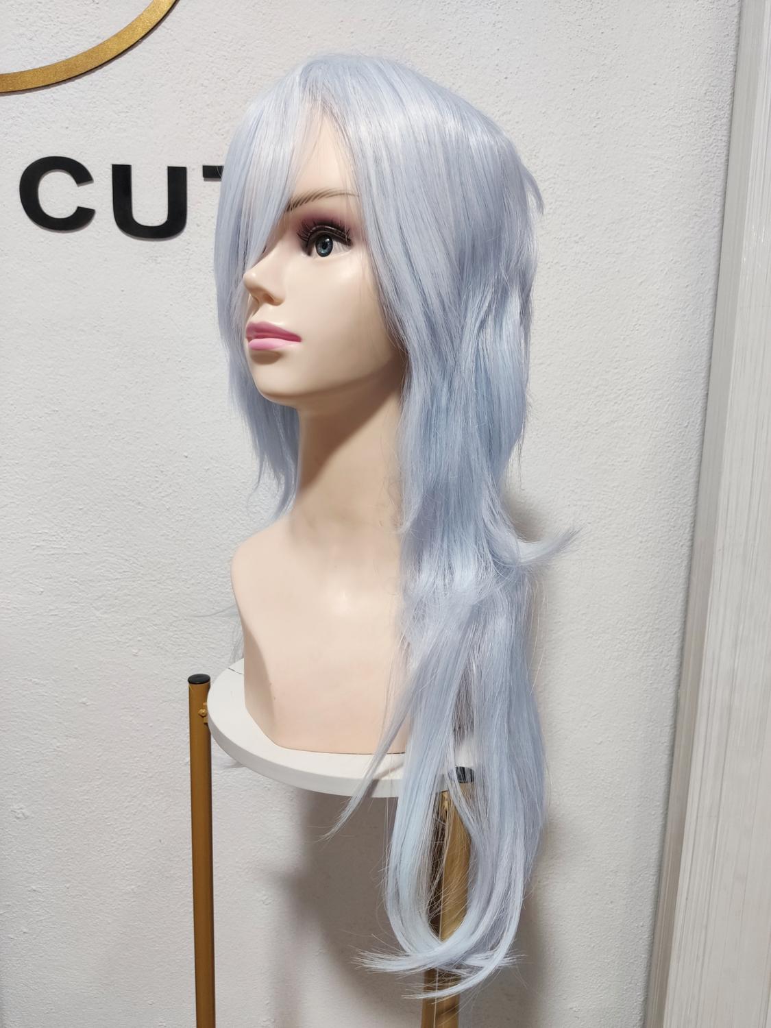 Peluca Azul Cielo Larga Estilizada para Cosplay