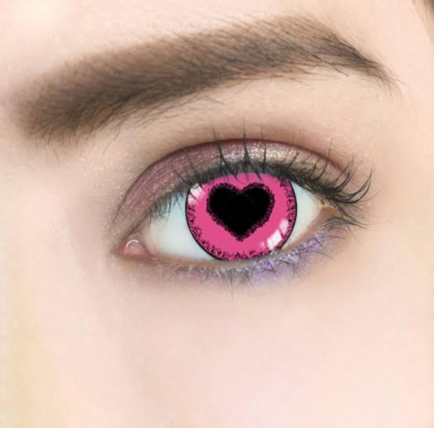 Lentes De Contacto Rosas Con Corazon Pupilentes De Anime