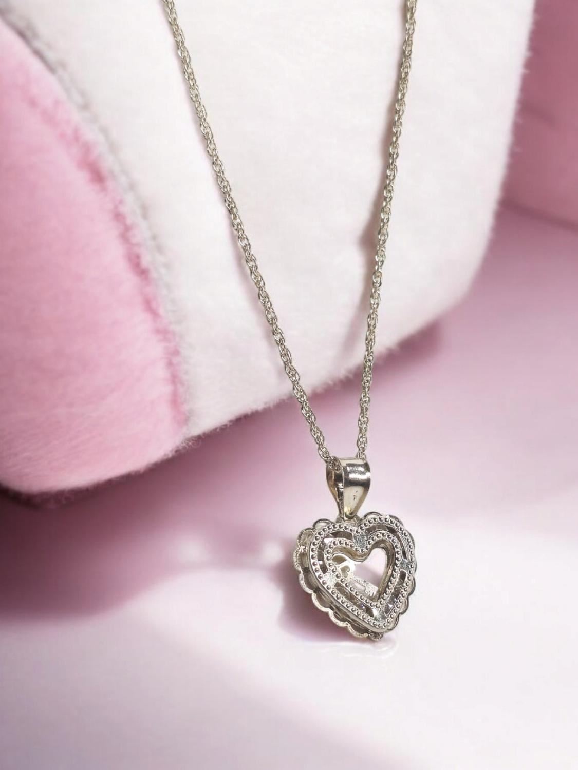 Collar con Forma de Corazon y Decoraciones Plata 925