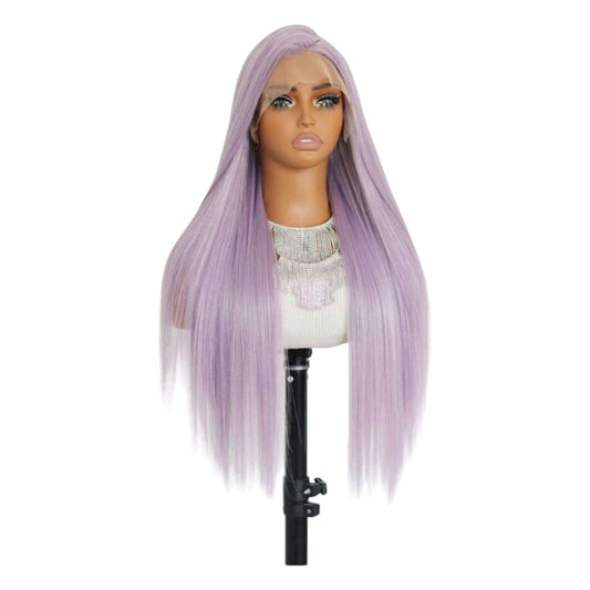 Peluca Morado Lila Simulacion Natural Larga Lisa Lacefront