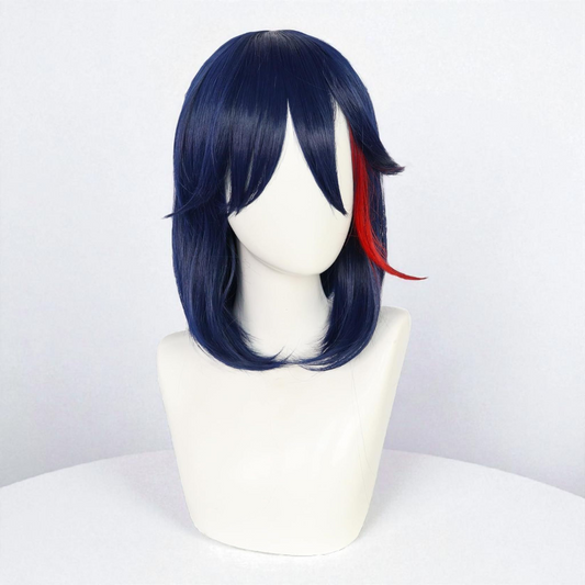 Peluca Azul Marino y Rojo Corta Ryuko Kill la Kill Cosplay