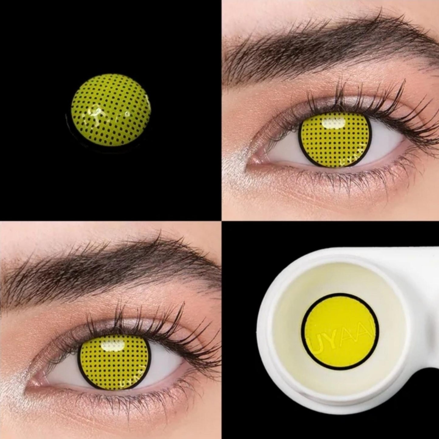 Lentes de Contacto Amarillo de Malla Para Cosplay y Disfraz